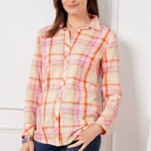 Talbots Button Front Shirt - Basket Plaid NWT, 1X